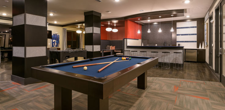 Interior lounge with pool table