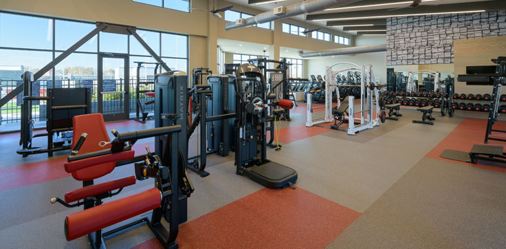 Fitness center with equipment