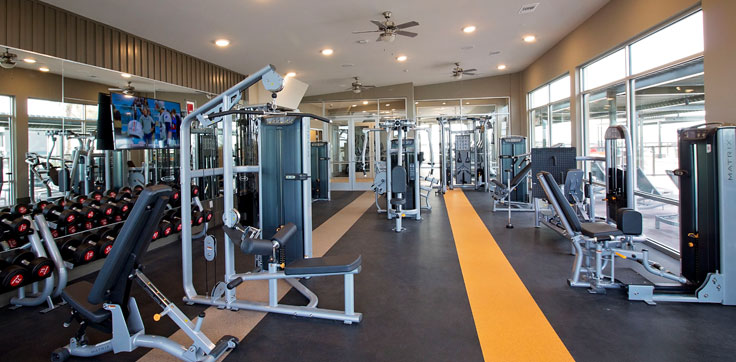 Fitness center with equipment