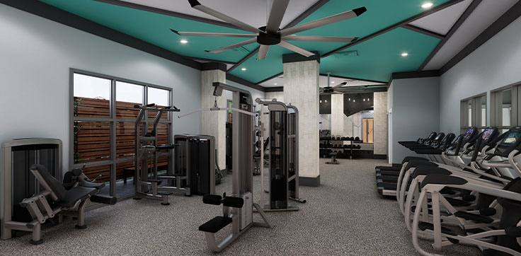 Fitness center with equipment